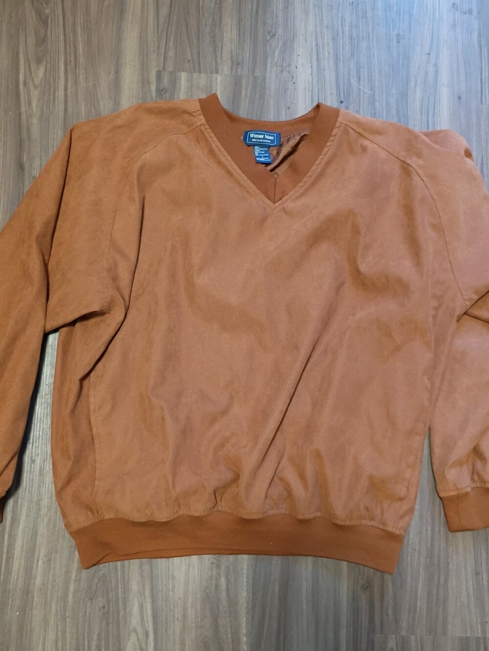 Vintage Winner Mate 90s Golf Tan Micro Suede Pullover Windbreaker Men’s Sz L